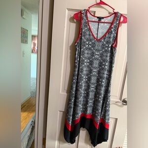 Women’s Espresso Dress Size Medium Black And White Pattern Red Accent